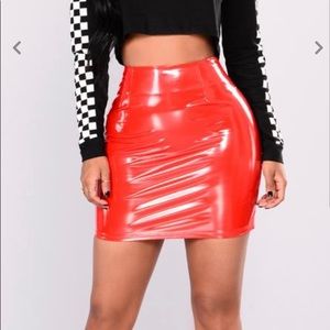Red PU leather skirt ❣️ NWOT